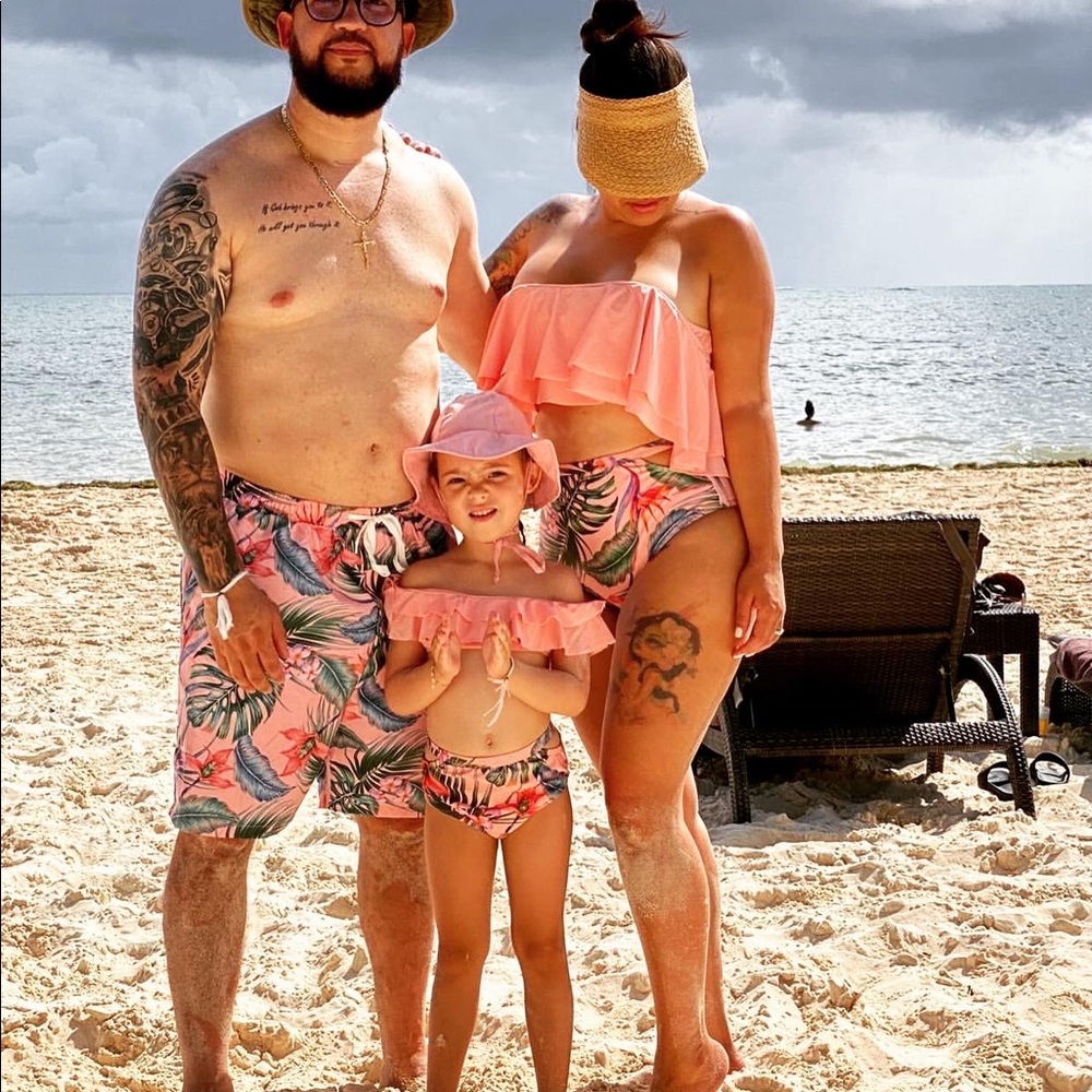 Pink Mommy & Me & Daddy bathing suit